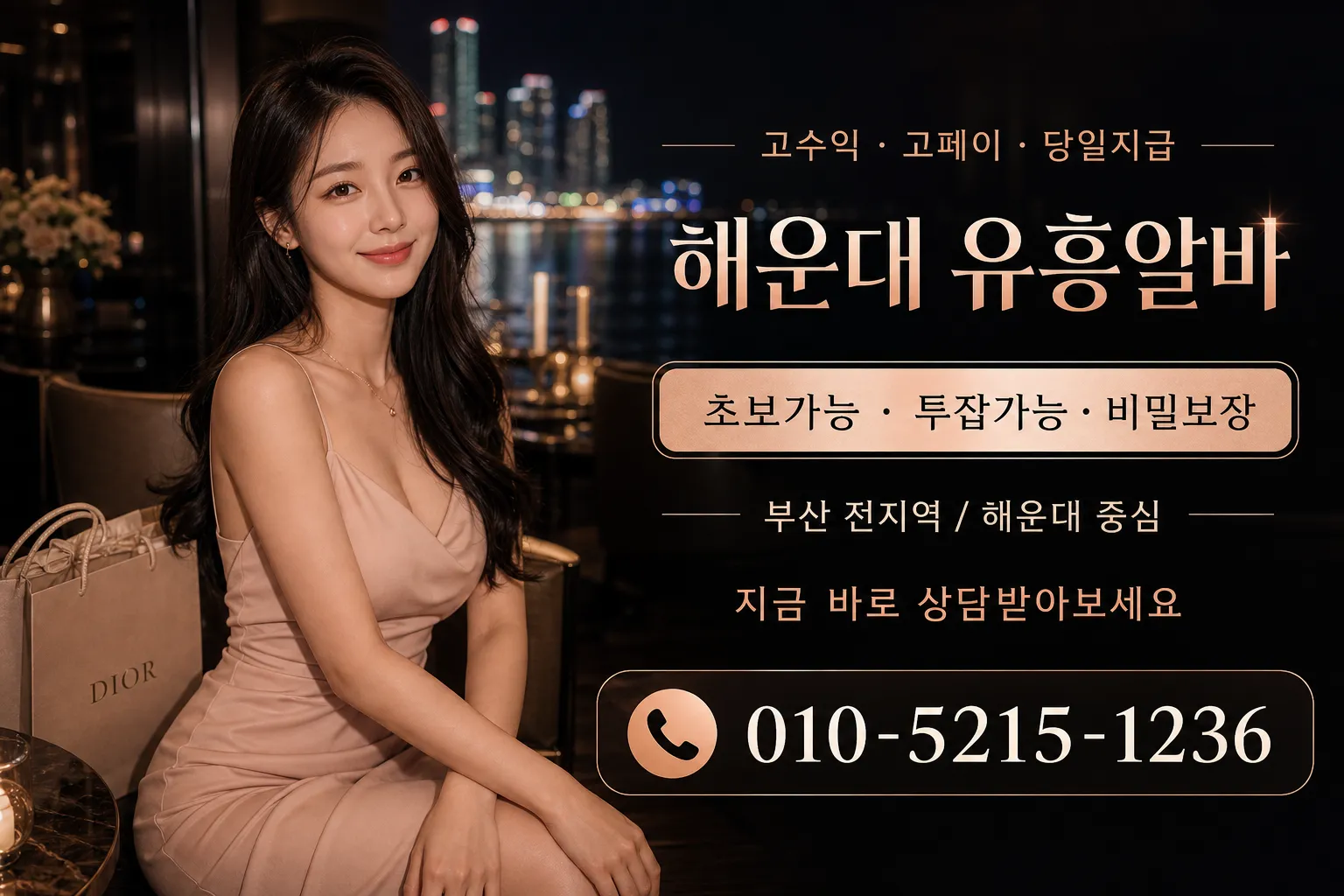 해운대 룸알바 골드 드레스 이미지