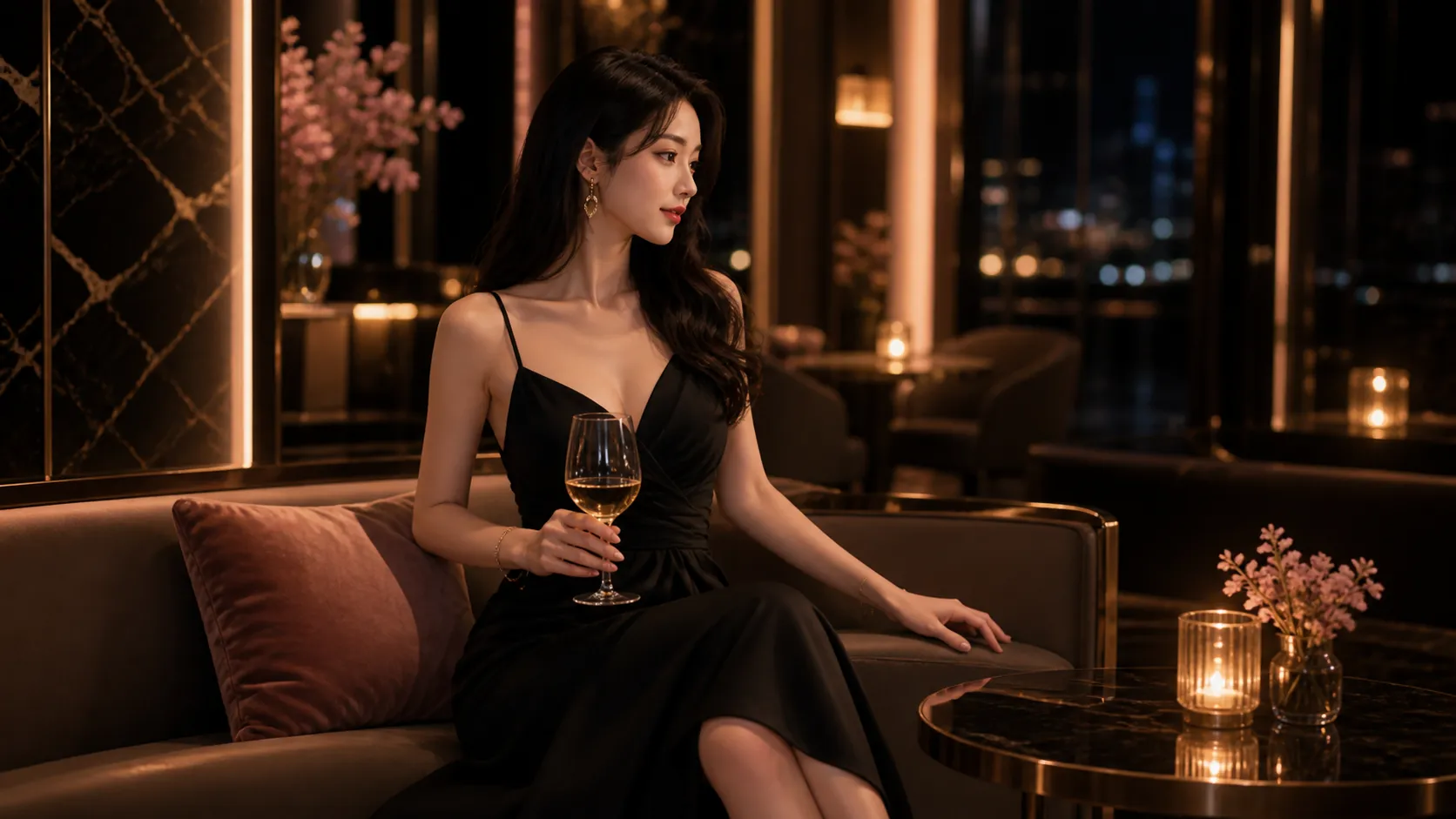 해운대 룸알바 블랙 드레스 이미지